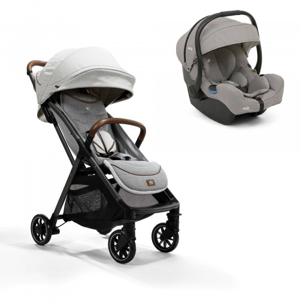 Poussette duo parcel signature oyster blanc + siège auto i-gemm 3 pebble gris Joie