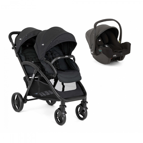 Poussette duo evalite double + siège auto i-snug 2 shale noir Joie