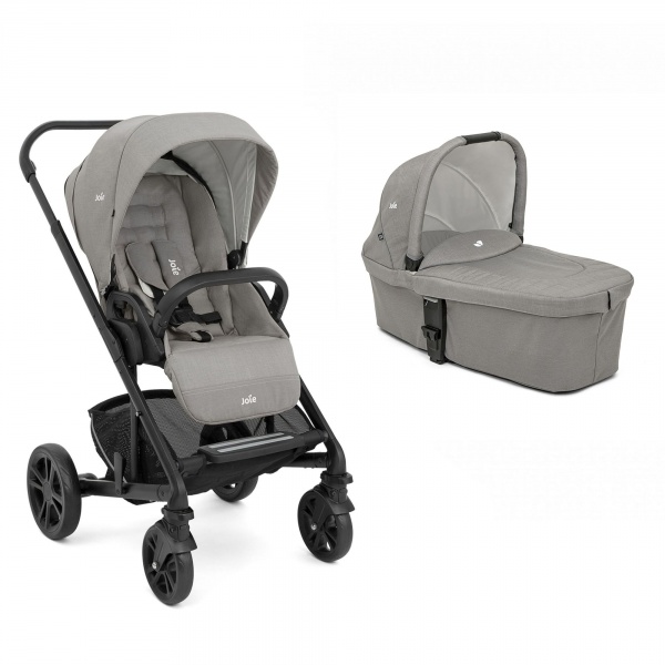 Poussette duo chrome + nacelle chrome pebble gris Joie