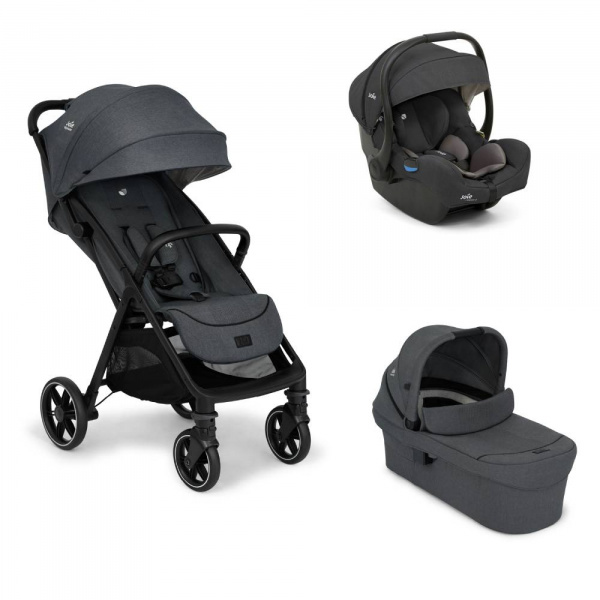 Poussette trio parcel lx signature ebony gris + siège auto i-gemm 3 shale noir + nacelle ramble xl ebony Joie