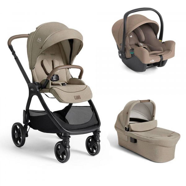 Poussette trio valora + siège auto i-snug 2 cashew + nacelle ramble xl sandstone Joie