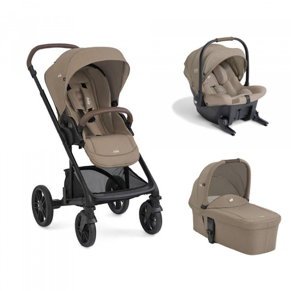 Poussette trio chrome 2 + siège auto sprint sandstone + nacelle chrome 2 cashew Joie