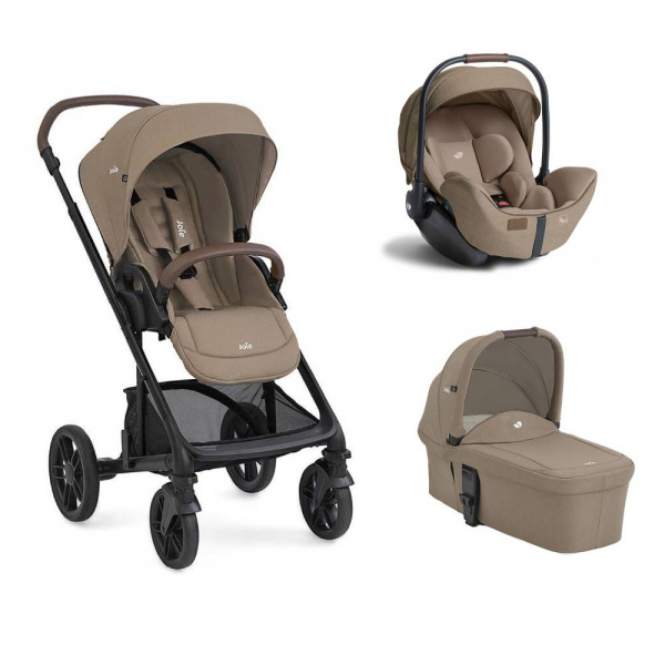 Poussette trio chrome 2 + siège auto i-level pro sandstone + nacelle chrome 2 cashew marron Joie