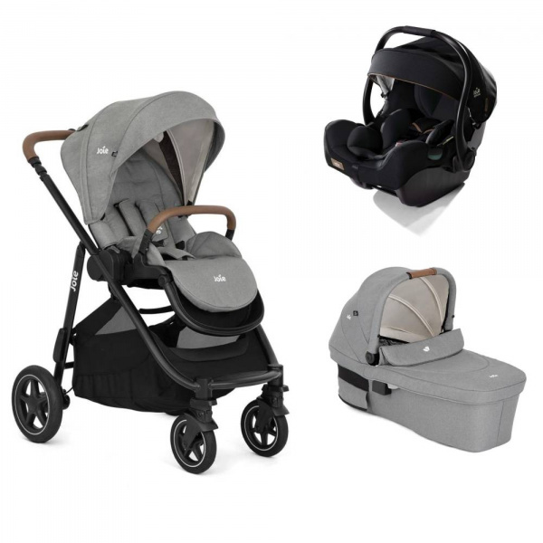 Poussette trio versatrax pebble gris + siège auto i-jemini eclipse noir + nacelle ramble xl pebble Joie