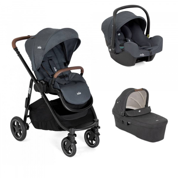 Poussette trio versatrax moonlight bleu + siège auto i-snug 2 moonlight + nacelle ramble xl shale noir Joie