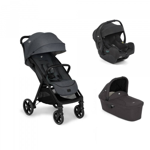 Poussette trio parcel lx signature ebony + siège auto i-gemm 3 raven + nacelle ramble shale Joie