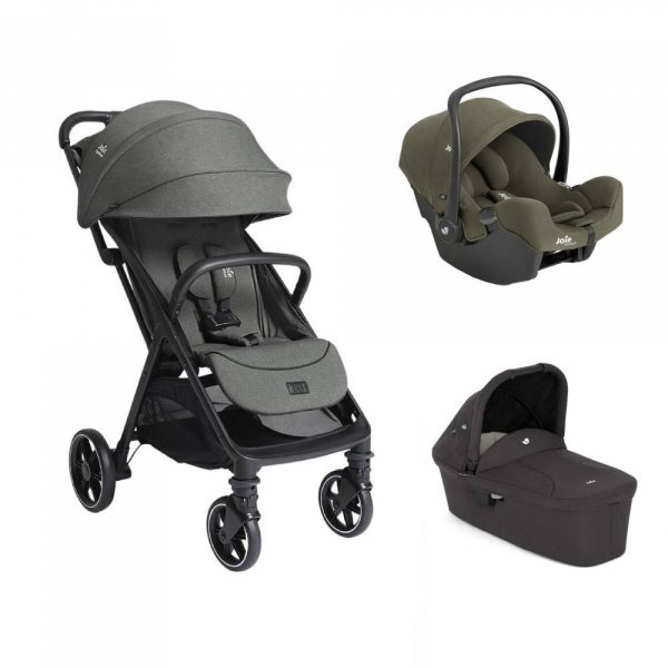 Poussette trio parcel lx signature evergreen + siège auto i-snug 2 fern + nacelle ramble shale Joie