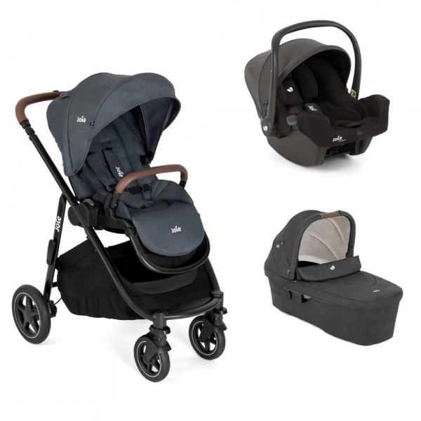 Poussette trio versatrax + siège auto i-snug 2 + nacelle ramble xl shell gray gris Joie