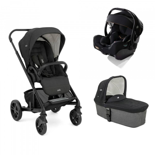 Poussette trio chrome shale + siège auto i-jemini eclipse + nacelle chrome shale noir Joie