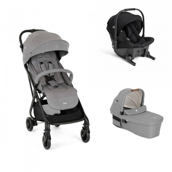 Poussette trio tourist + siège auto sprint eclipse + nacelle ramble xl pebble gris / noir Joie
