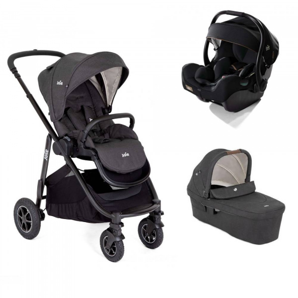 Poussette trio versatrax shale + siège auto i-jemini eclipse + nacelle ramble xl shale noir Joie
