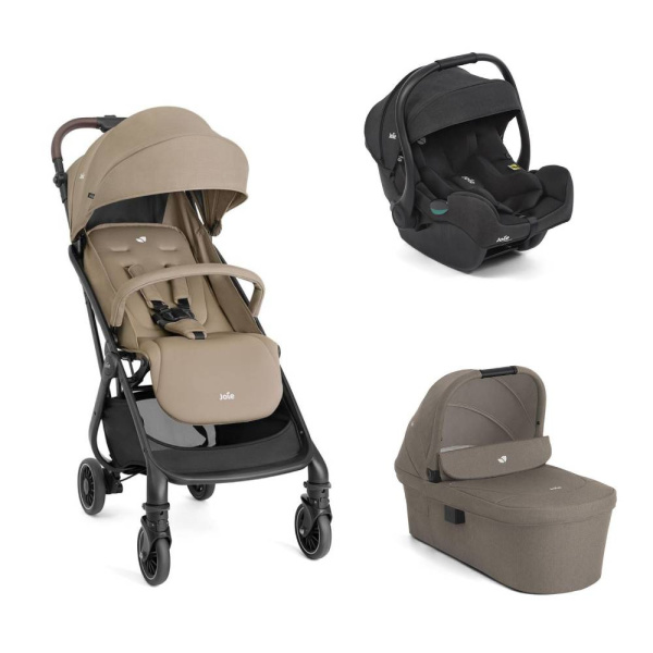 Poussette trio tourist toffee + siège auto i-gemm 3 raven + nacelle ramble xl cashew Joie