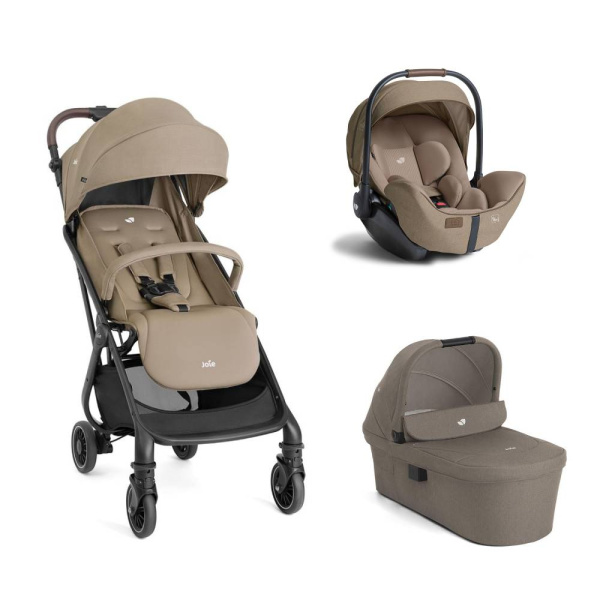 Poussette trio tourist toffee + siège auto i-level pro sandstone + nacelle ramble xl cashew Joie