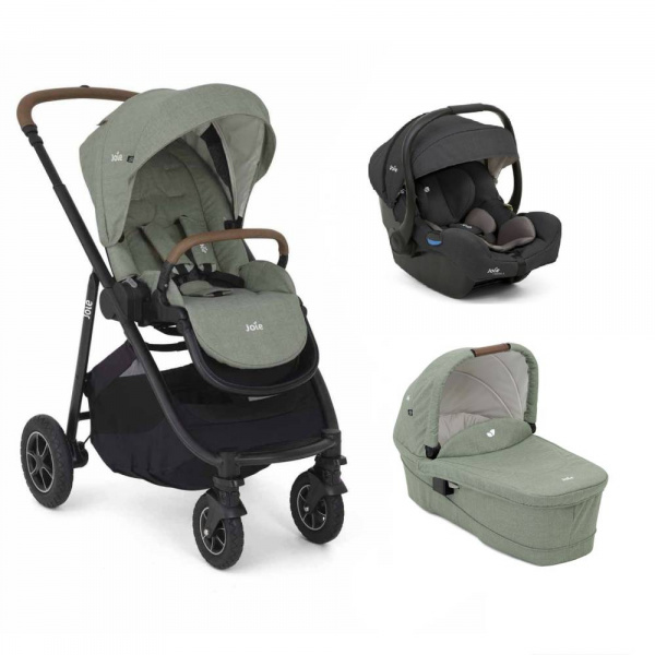 Poussette trio versatrax laurel vert + siège auto i-gemm 3 shale noir + nacelle ramble xl laurel Joie