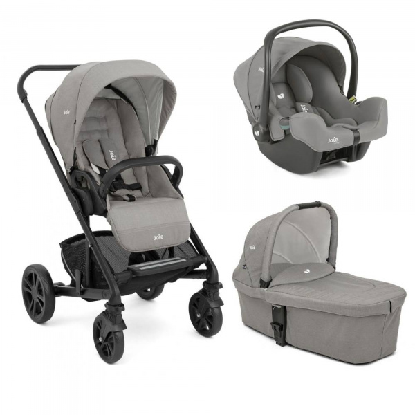 Poussette trio chrome + nacelle chrome + coque i-snug 2 ember noir Joie