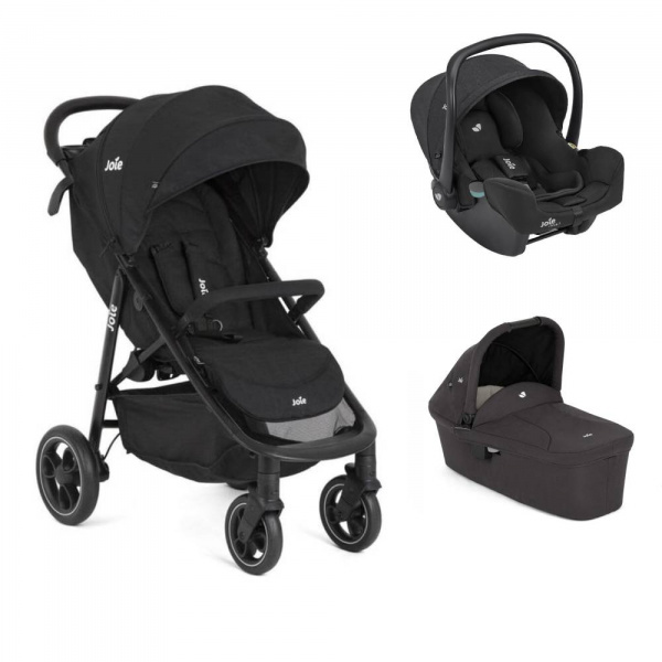 Poussette trio litetrax + siège auto i-snug 2 raven + nacelle ramble shale noir Joie