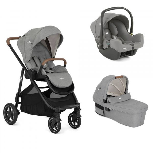 Poussette trio versatrax + siège auto i-snug 2 + nacelle ramble xl shell gray gris Joie