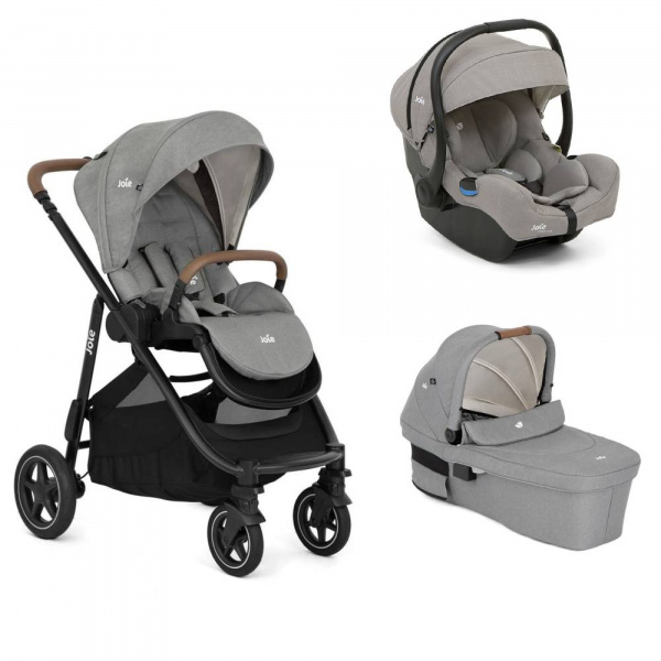 Poussette trio versatrax + siège auto i-gemm 3 + nacelle ramble xl pebble gris Joie