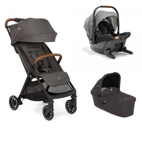 Poussette trio pact pro shale + siège auto sprint eclipse + nacelle ramble shale noir Joie