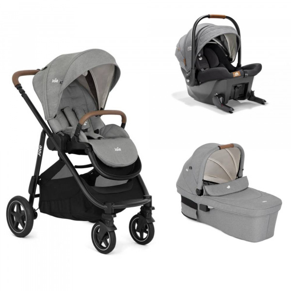 Poussette trio versatrax pebble + siège auto sprint carbon + nacelle ramble xl pebble gris Joie