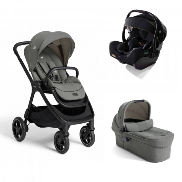 Poussette trio finiti + siège auto i-jemini eclipse + nacelle ramble xl evergreen vert / noir Joie