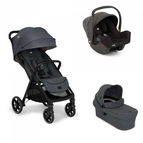 Poussette trio parcel lx signature ebony gris + siège auto i-snug 2 shale noir + nacelle ramble xl ebony Joie