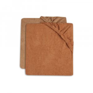 Les imparfaits - lot de 2 housses matelas à langer éponge 50 x 70 cm caramel et biscuit Jollein