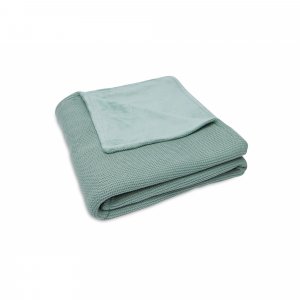 Couverture lit bébé 100x150cm basic knit forest green/fleece Jollein