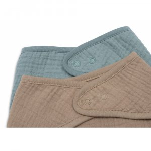 Lot de 2 bavoirs bandana gaze de coton sea green & biscuit Jollein
