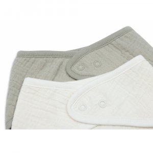 Lot de 2 bavoirs bandana gaze de coton olive green & oatmeal Jollein