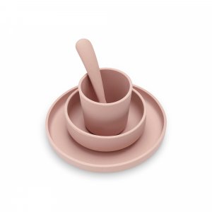Coffret repas bébé silicone pale pink Jollein