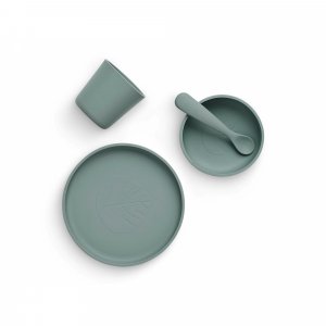 Coffret repas bébé silicone ash green Jollein