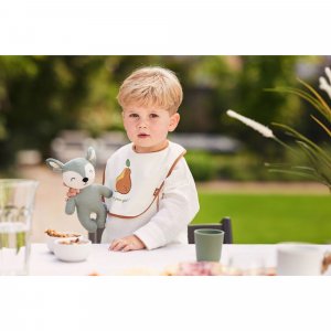 Coffret repas bébé silicone ash green Jollein