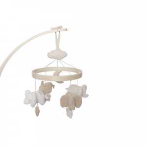Pack support mobile bébé bois + mobile d’éveil bébé elephant tales Jollein