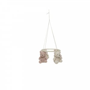 Pack support mobile bébé bois + mobile d’éveil bébé teddy bear wild rose et naturel Jollein