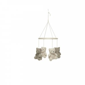 Pack support mobile bébé bois + mobile d’éveil bébé teddy bear olive green et naturel Jollein