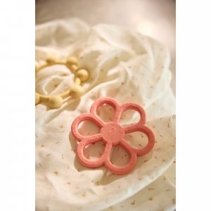 Anneau de dentition silicone bébé flower coral rose Jollein