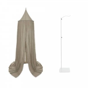 Pack ciel de lit vintage 245 cm olive + flèche de lit blanche Jollein