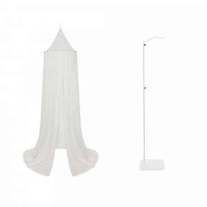 Pack ciel de lit vintage 245 cm ivoire + flèche de lit blanche Jollein