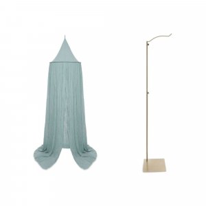 Pack ciel de lit vintage 245 cm sea green + flèche de lit messing gold Jollein