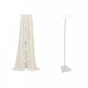 Pack ciel de lit vintage 155 cm ruffle ivoire + flèche de lit blanche Jollein