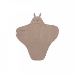Couverture nomade portefeuille bunny cloudy rib milky coffee Jollein