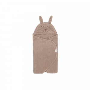 Couverture nomade portefeuille bunny cloudy rib milky coffee Jollein