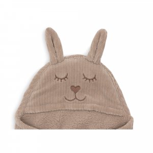 Couverture nomade portefeuille bunny cloudy rib milky coffee Jollein