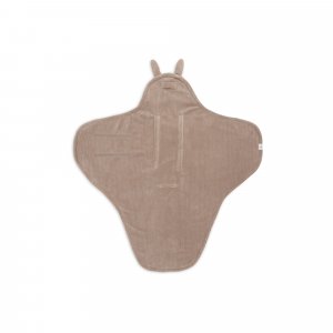 Couverture nomade portefeuille bunny cloudy rib milky coffee Jollein