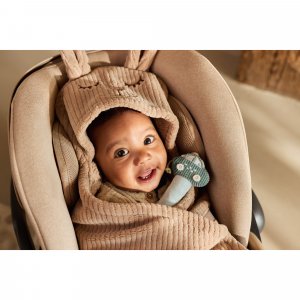 Couverture nomade portefeuille bunny cloudy rib milky coffee Jollein