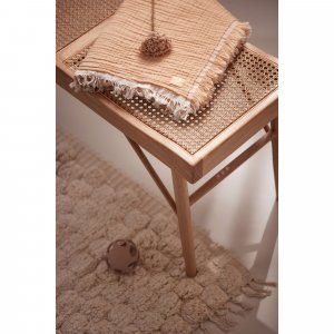 Couverture bébé 120x120 cm à franges moonstone et ivoire Jollein