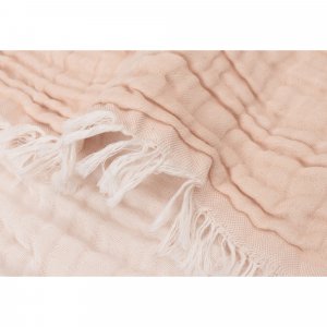 Couverture bébé 120x120 cm à franges moonstone et ivoire Jollein