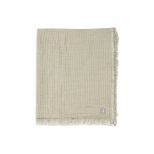 Couverture bébé 120x120 cm à franges olive et ivoire Jollein