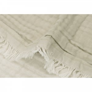 Couverture bébé 120x120 cm à franges olive et ivoire Jollein